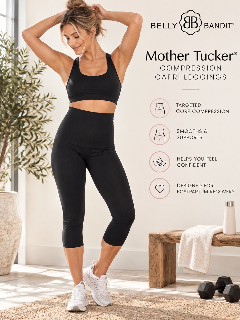 Belly Bandit Mother Tucker Compression Capri Leggings L Postpartum Shapewear